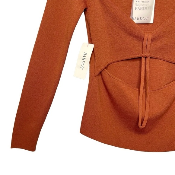 NEW Bardot Rust Long Sleeve Women’s Fitted Cutout Sweater Sz L - Picture 5 of 10